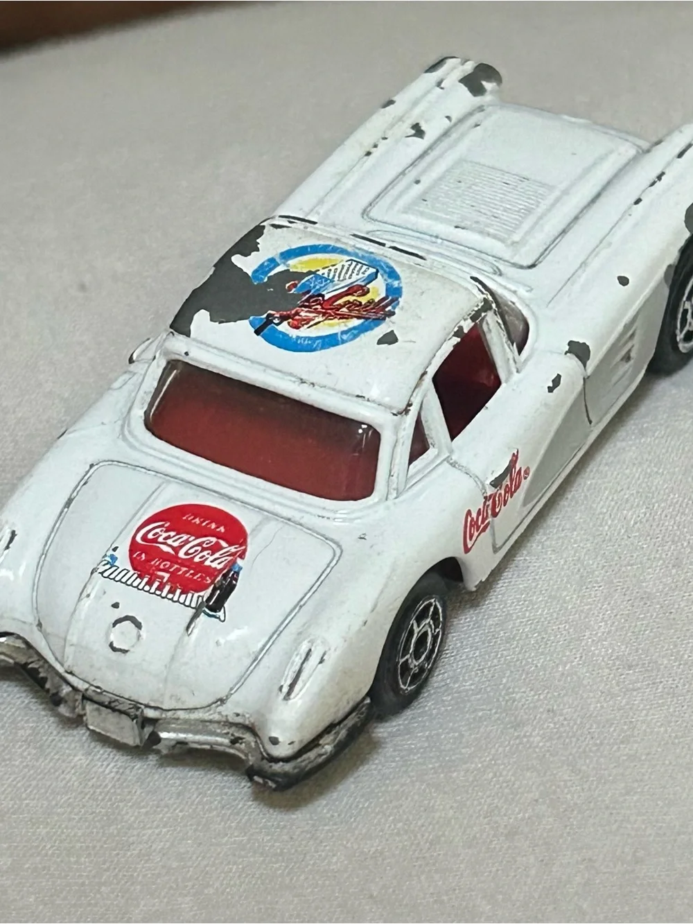 Vintage Majorette Chevrolet Corvette 1957 White Coca-Cola Diecast 1/58 Scale
